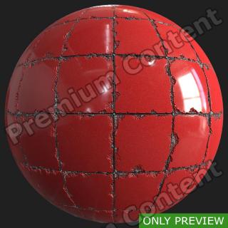 PBR red tiles floor damaged preview 0001